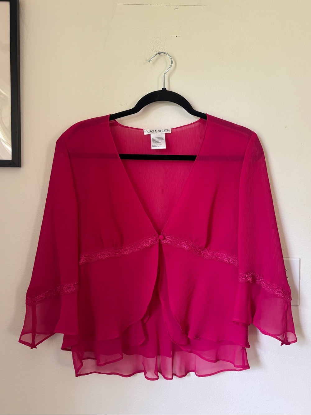 Plaza South Fuchsia Sheer Ruffle Cover-Up